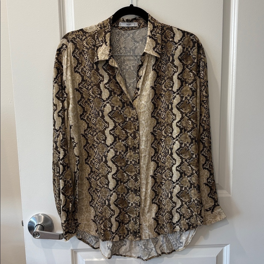 Mango Snakeskin Patterned Blouse